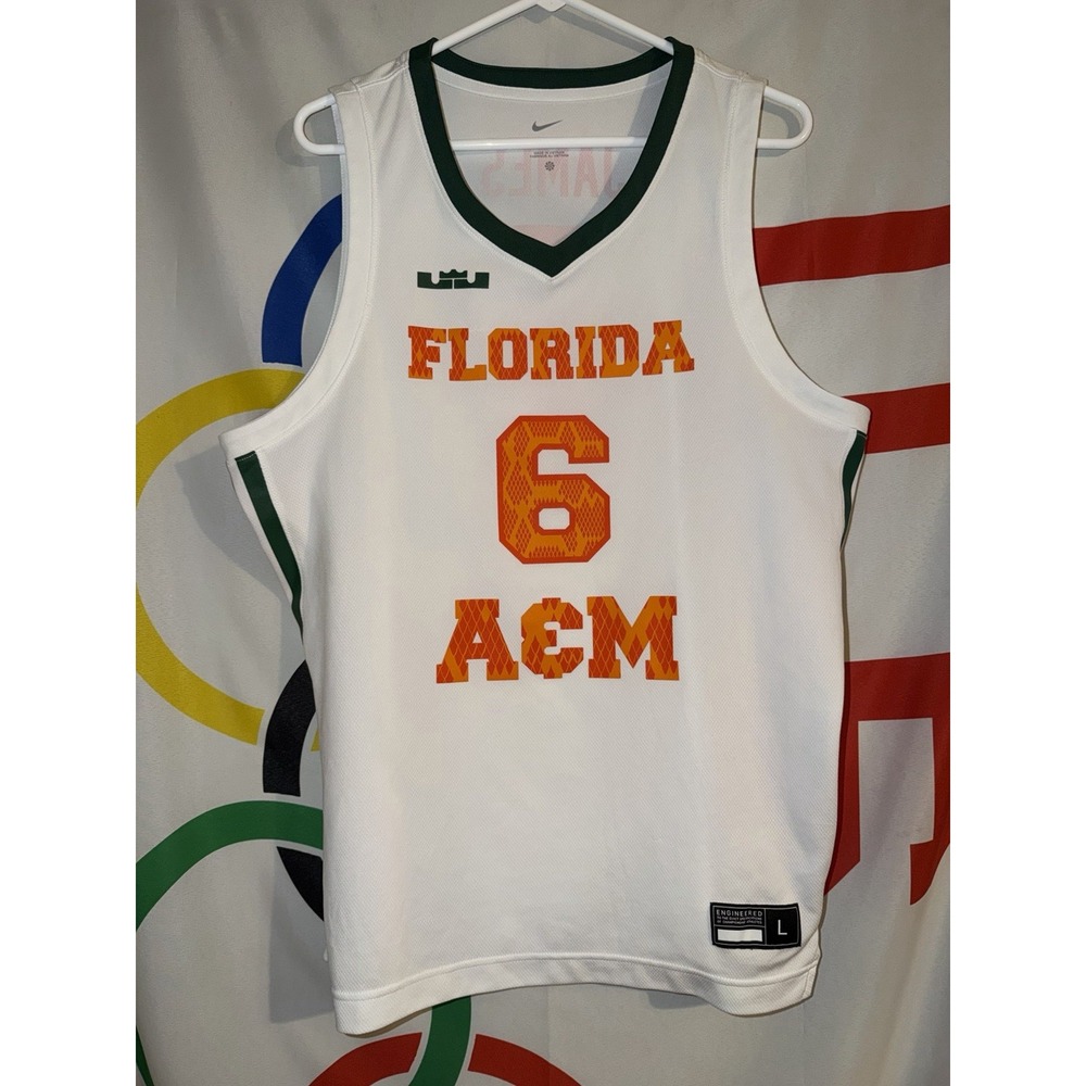 Nike LeBron James Florida A&M Rattlers Basketball Jersey Mens Large White #6